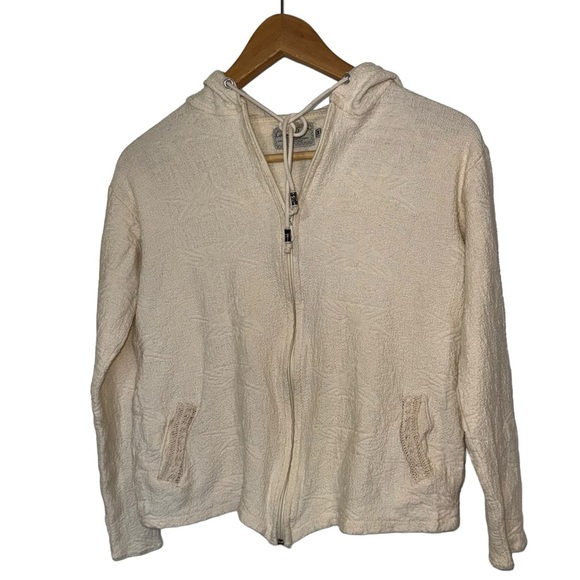 Cotton Salsa Sweater Hooded Cropped Zippered Sweatshirt - Picture 5 of 6